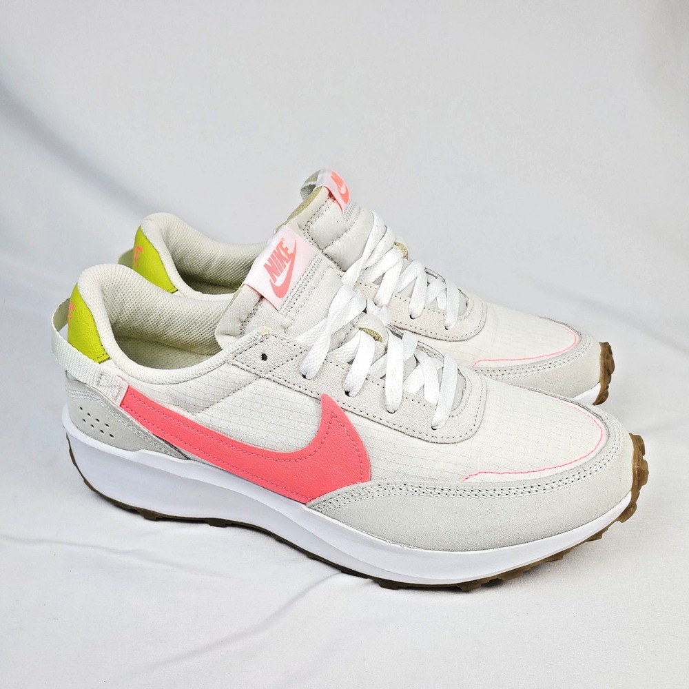 Nike Waffle Debut Sneakers Womens 11 Mens 9.5 White Hot Punch Pink Bright Cactus